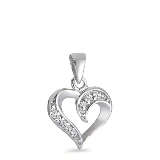 Pendant Silver Zirconia 8 Stones Rhodium plated Heart