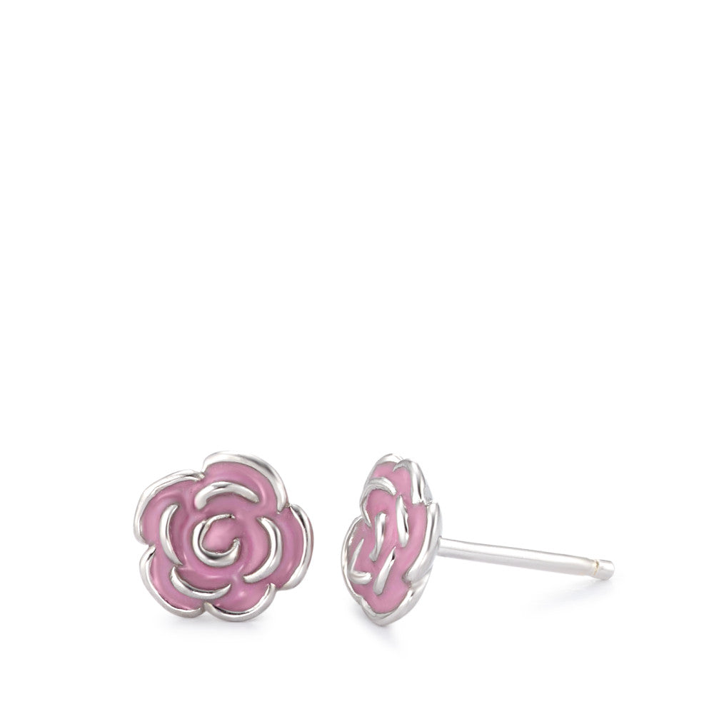 Stud earrings Silver Rhodium plated Rose Ø8 mm