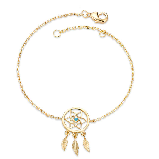 Bracelet Bronze Gold plated Dreamcatcher 16-18 cm Ø10 mm