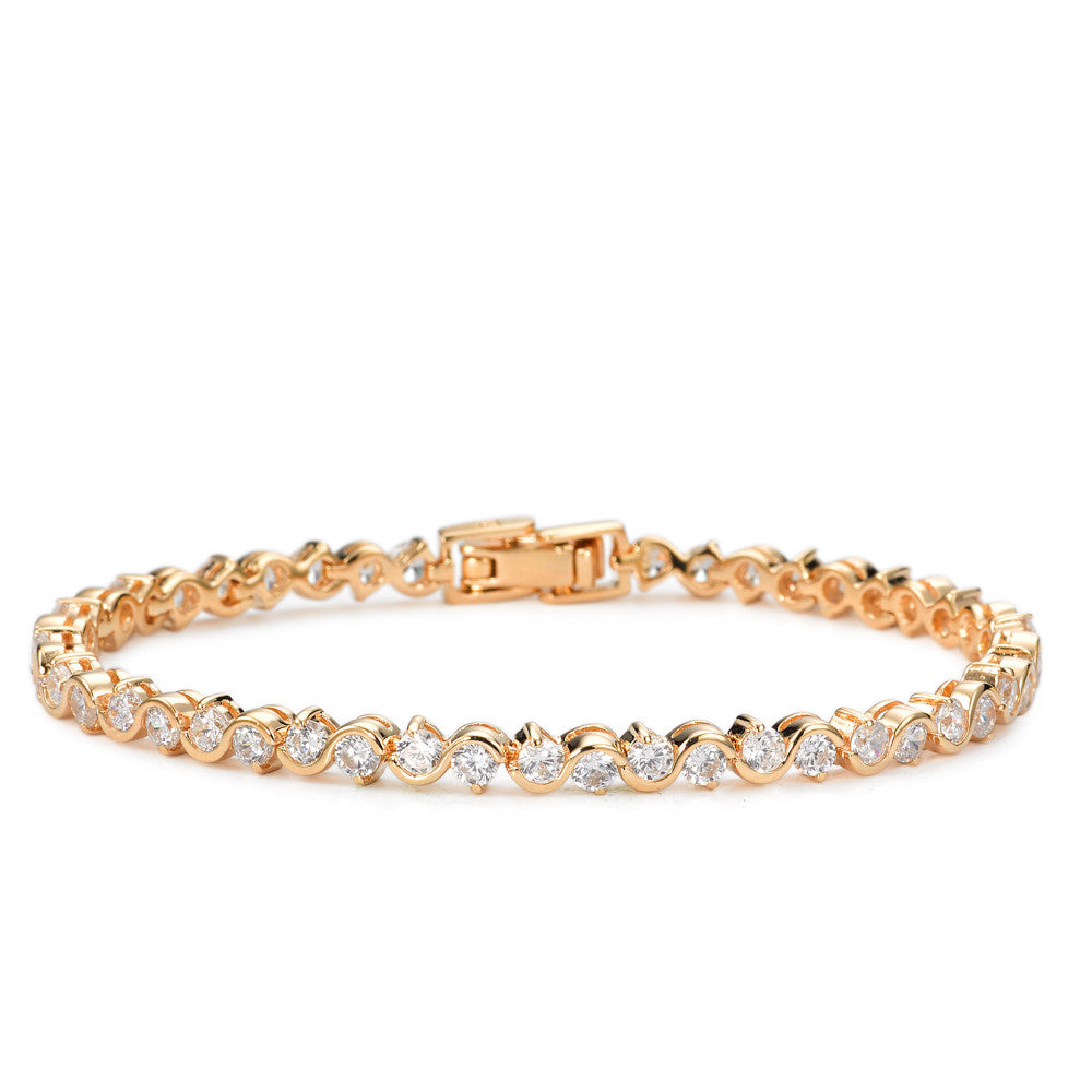 Bracelet Bronze Zirconia 46 Stones Gold plated 18 cm