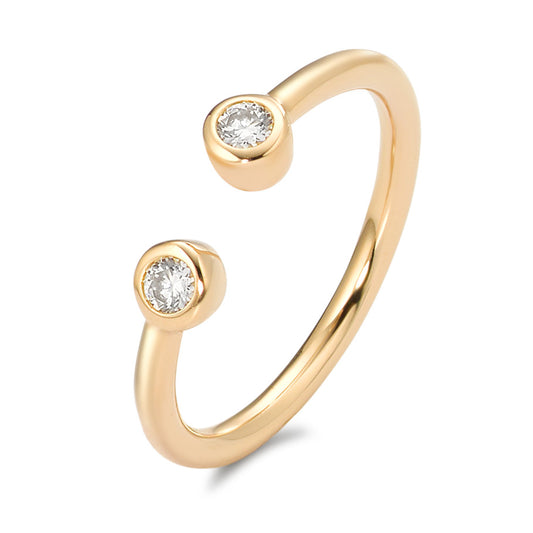 Ring Bronze Zirconia 2 Stones Gold plated 5 micron