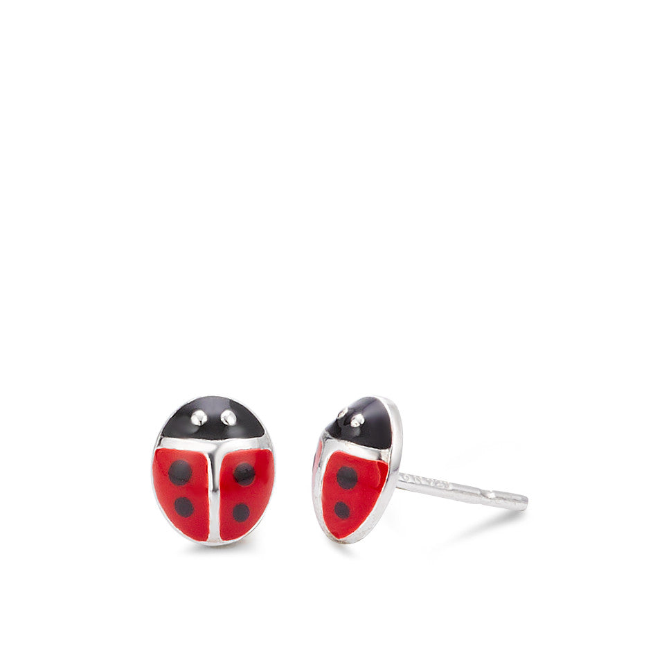 Stud earrings Silver Rhodium plated Ladybird Ø5.5 mm