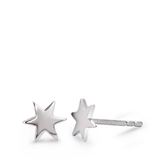 Stud earrings Silver Rhodium plated Star Ø6 mm