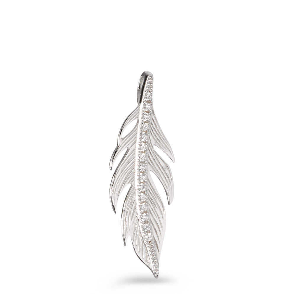 Pendant Silver Zirconia 15 Stones Rhodium plated Feather