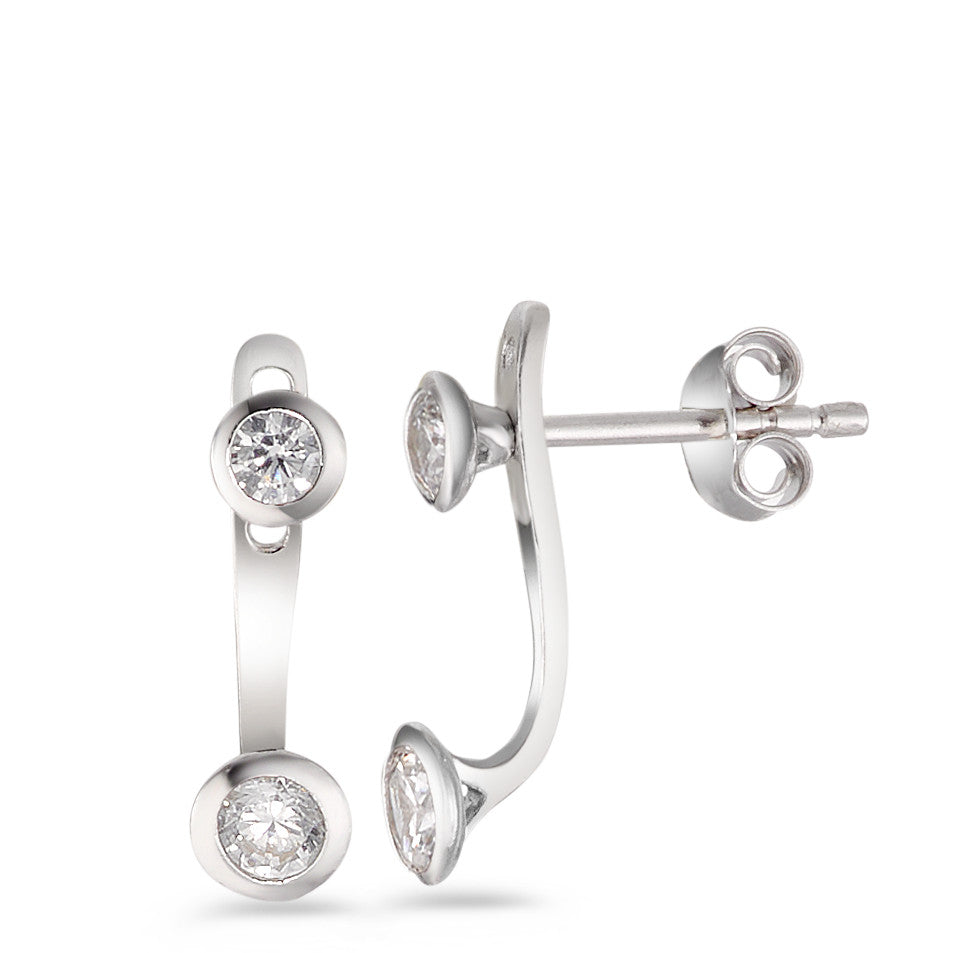 Stud earrings Silver Zirconia 4 Stones Rhodium plated