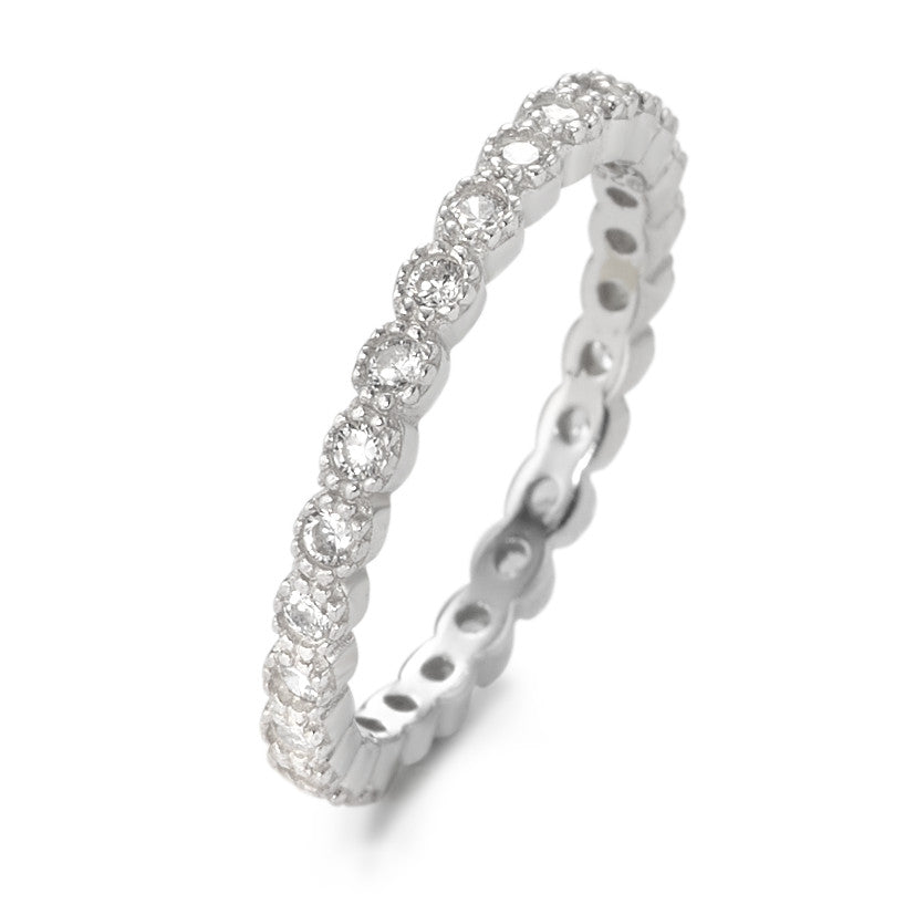 Memory ring Silver Zirconia Rhodium plated