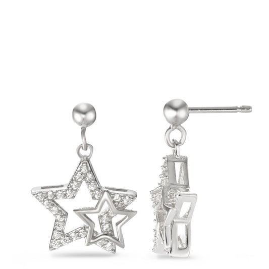 Stud earrings Silver Zirconia Rhodium plated Star Ø12 mm