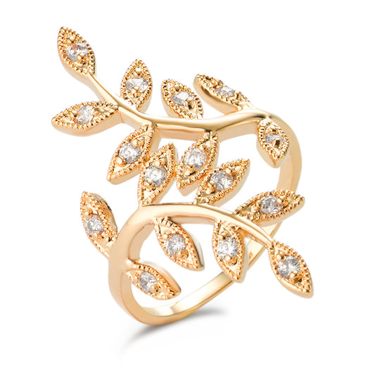 Ring Bronze Zirconia 16 Stones gold plated 3 microns