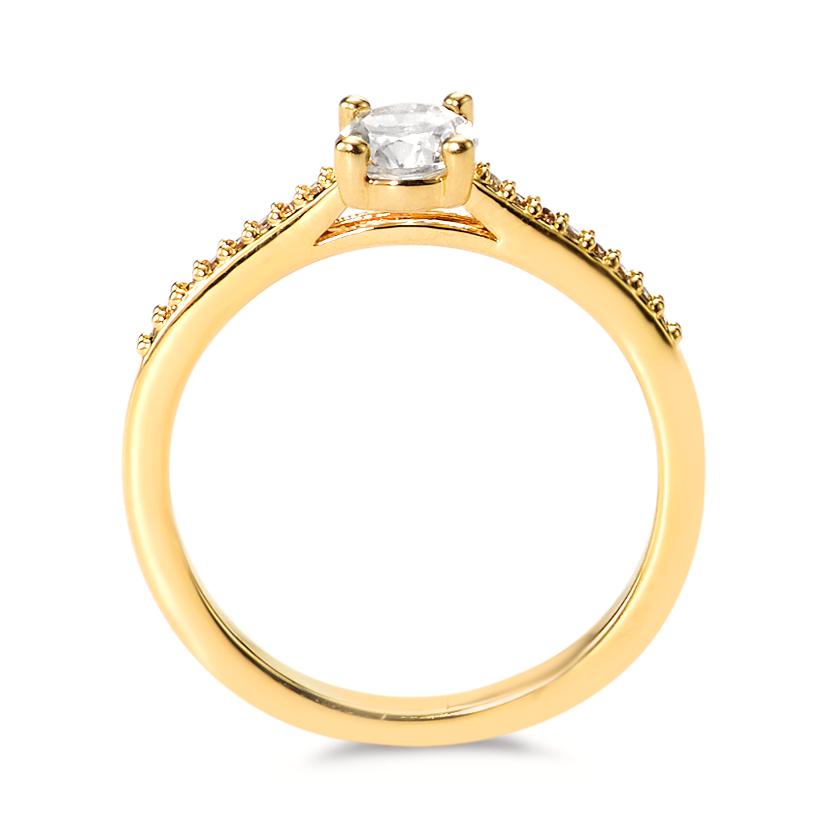 Solitaire ring Bronze Zirconia 17 Stones gold plated 3 microns Ø5 mm