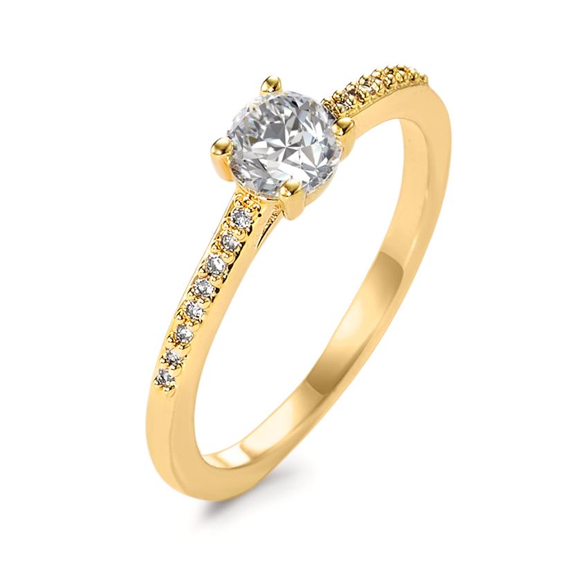 Solitaire ring Bronze Zirconia 17 Stones gold plated 3 microns Ø5 mm