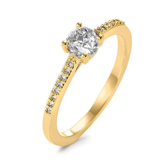 Solitaire ring Bronze Zirconia 17 Stones gold plated 3 microns Ø5 mm