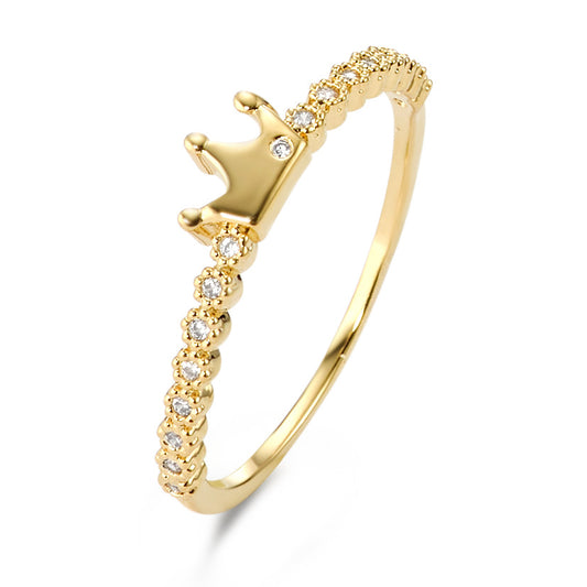 Ring Bronze Zirconia 17 Stones gold plated 3 microns Crown