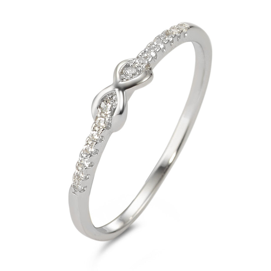 Ring Silver Zirconia 14 Stones Rhodium plated Infinity