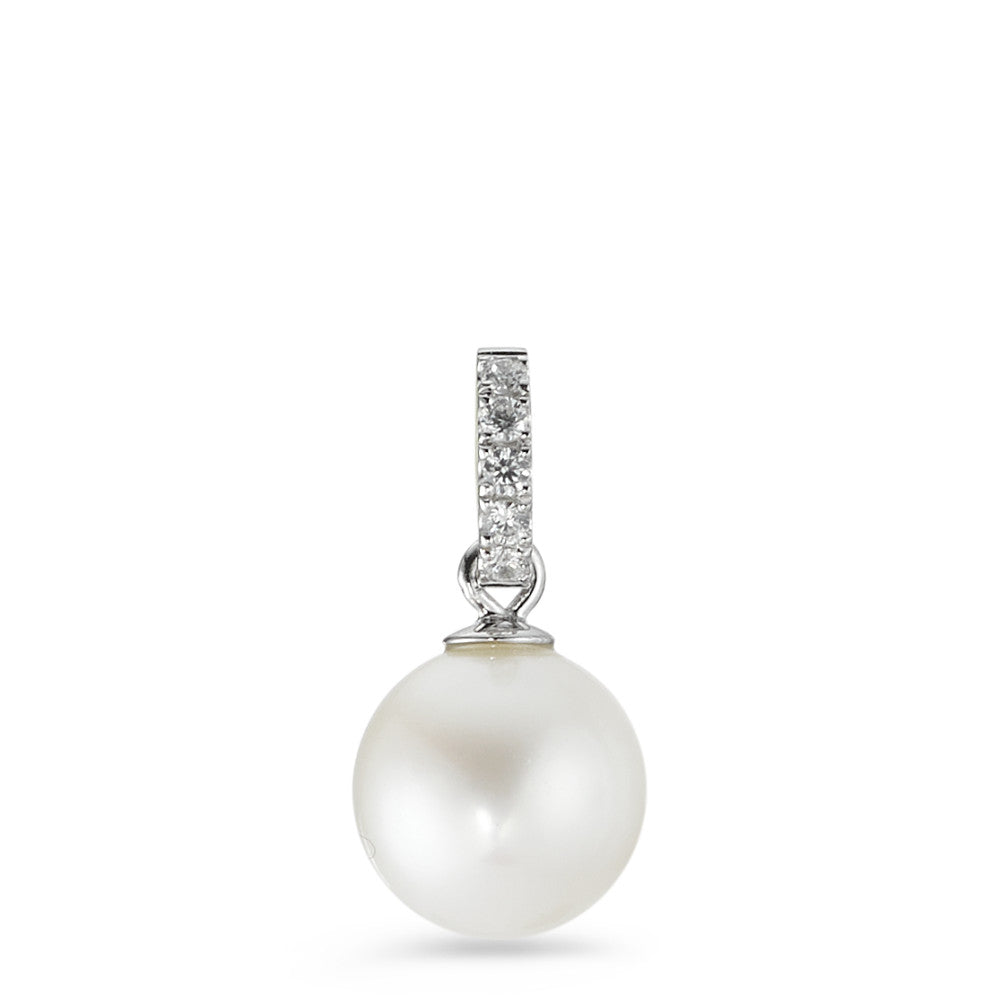 Pendant Silver Zirconia 5 Stones Rhodium plated Freshwater pearl