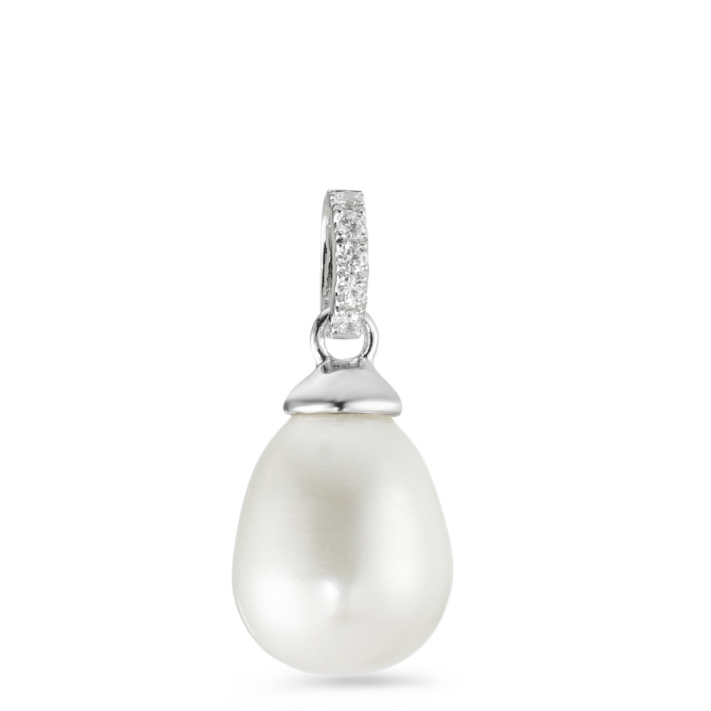 Pendant Silver Zirconia 5 Stones Rhodium plated Freshwater pearl