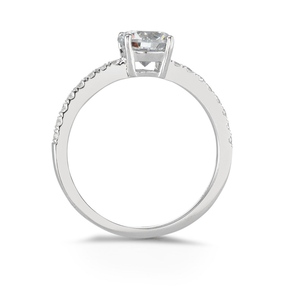 Solitaire ring Silver Zirconia 17 Stones Rhodium plated Ø6.5 mm