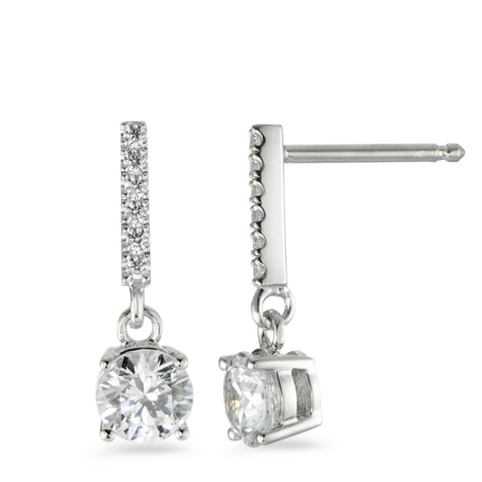 Drop Earrings Silver Zirconia 14 Stones Rhodium plated Ø5 mm