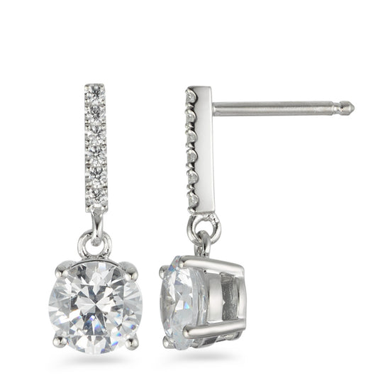 Drop Earrings Silver Zirconia 14 Stones Rhodium plated Ø6.5 mm