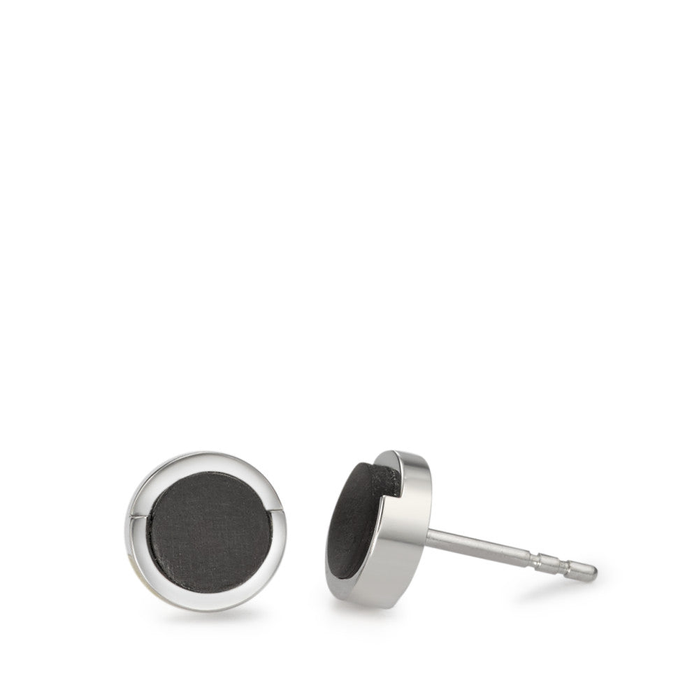 Stud earrings Stainless steel, Carbon Ø7.5 mm