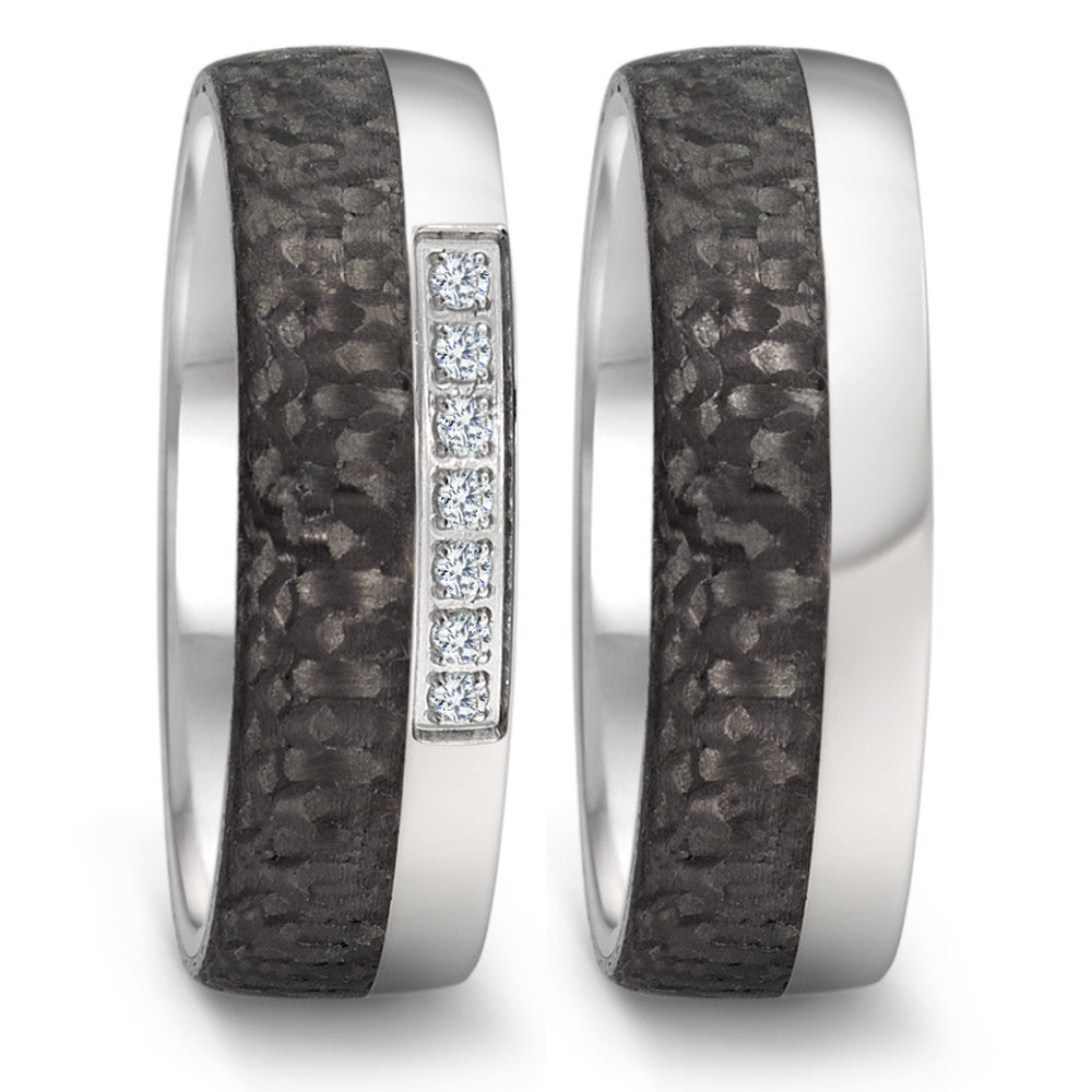 Wedding Ring Stainless steel, Carbon Zirconia 7 Stones