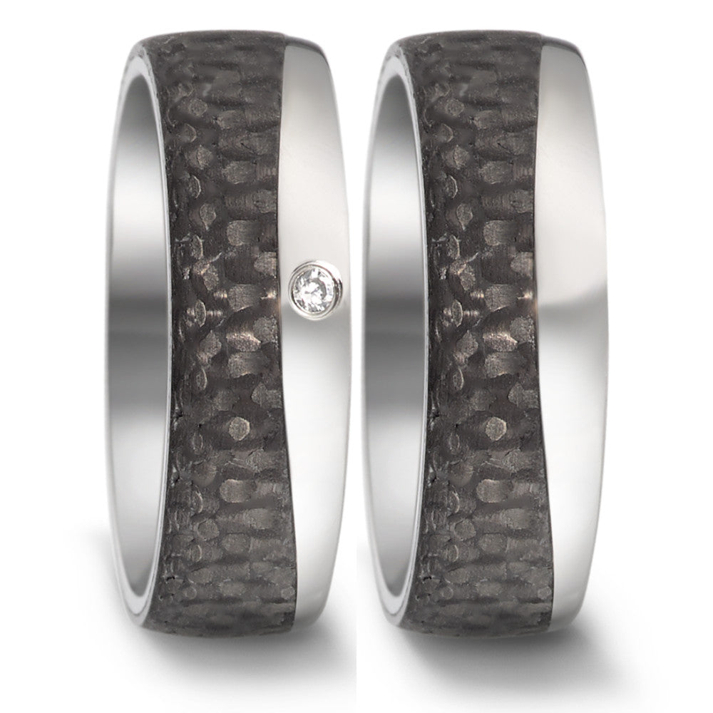 Wedding Ring Stainless steel, Carbon Zirconia