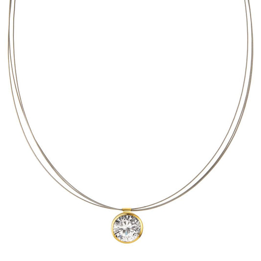 Necklace 18k Yellow Gold, Stainless steel Zirconia 45 cm Ø11 mm