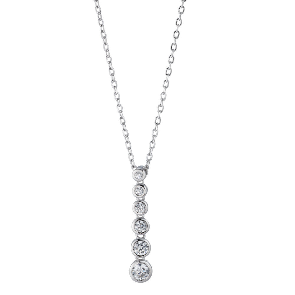 Necklace Silver Zirconia 6 Stones Rhodium plated 40-45 cm