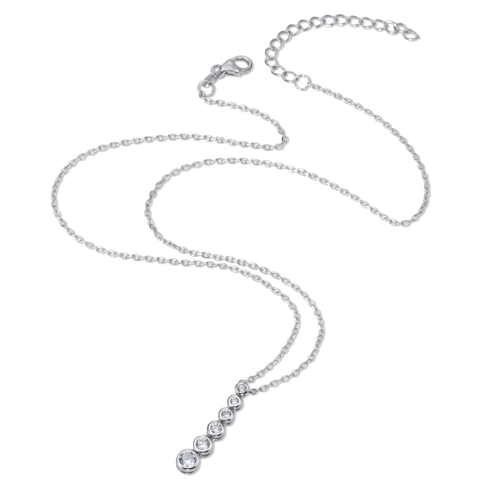 Necklace Silver Zirconia 6 Stones Rhodium plated 40-45 cm