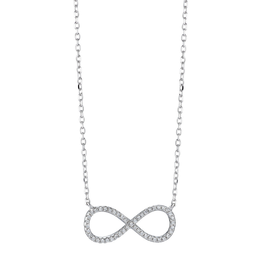 Necklace Silver Zirconia Rhodium plated Infinity 40-45 cm