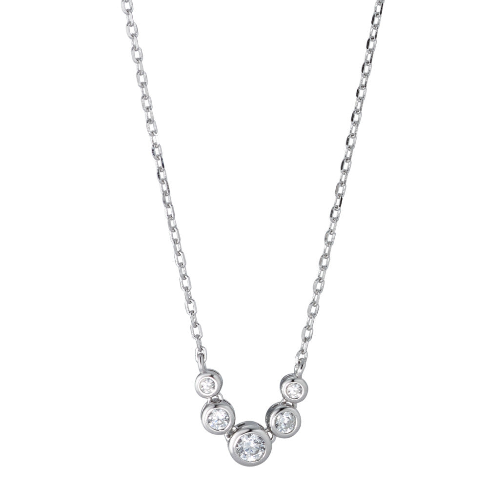 Necklace Silver Zirconia 5 Stones Rhodium plated 40-45 cm