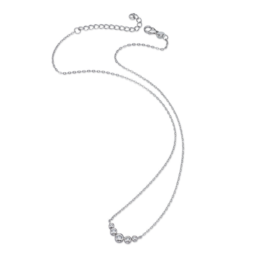 Necklace Silver Zirconia 5 Stones Rhodium plated 40-45 cm