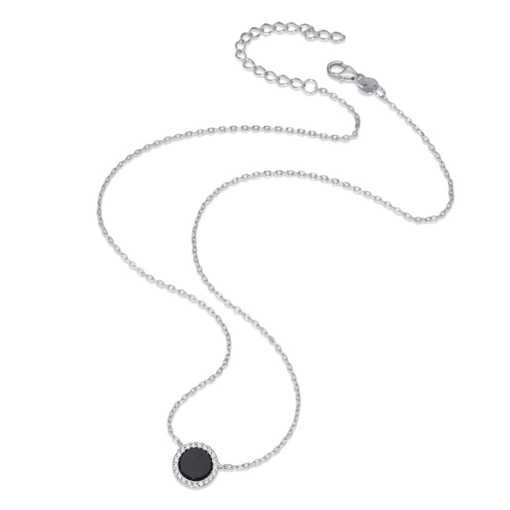 Necklace Silver Onyx Rhodium plated 40-45 cm Ø10 mm