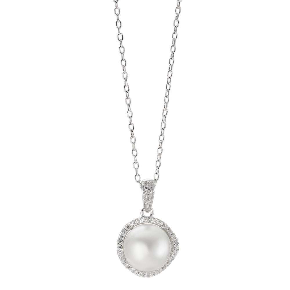 Necklace with pendant Silver Zirconia Rhodium plated 40-45 cm