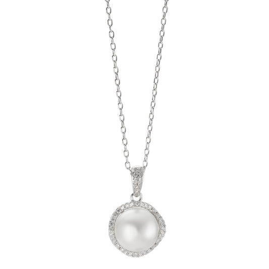 Necklace with pendant Silver Zirconia Rhodium plated 40-45 cm