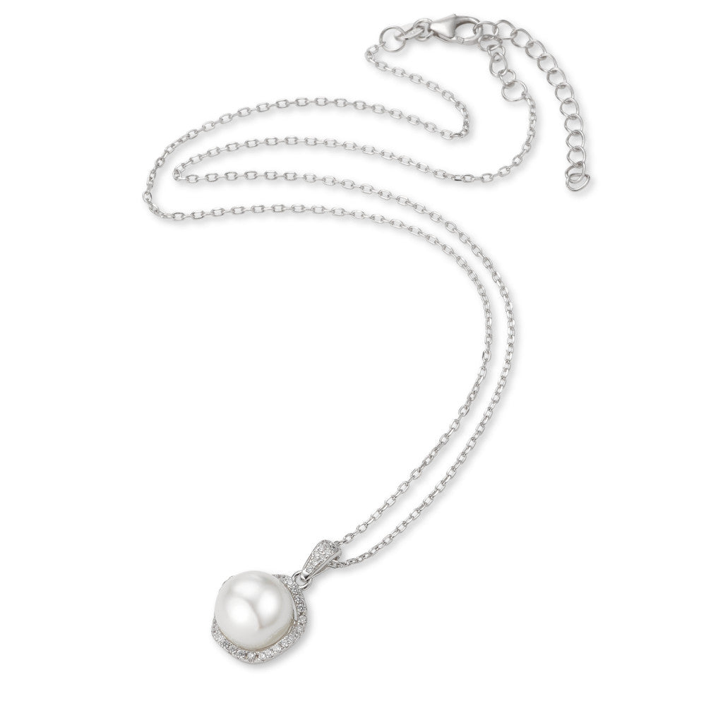 Necklace with pendant Silver Zirconia Rhodium plated 40-45 cm