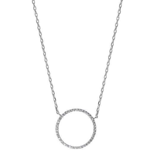 Necklace Silver Zirconia Rhodium plated 40-45 cm Ø20 mm