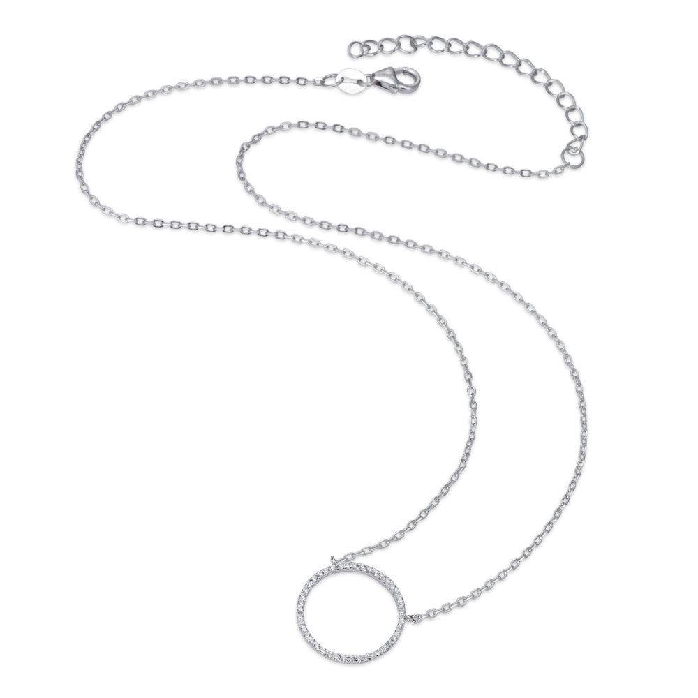 Necklace Silver Zirconia Rhodium plated 40-45 cm Ø20 mm