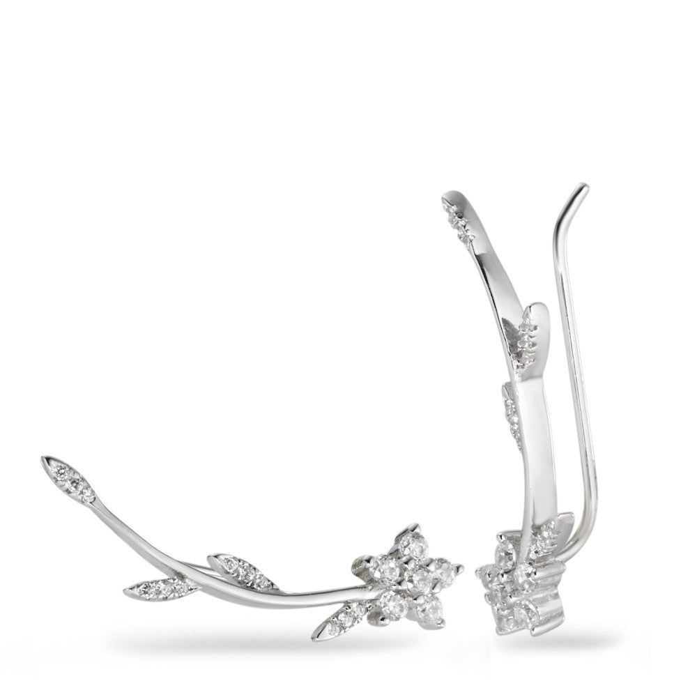 Ear Climber Silver Zirconia Rhodium plated Flower