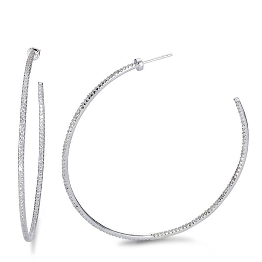 Hoop earrings Silver Zirconia Rhodium plated