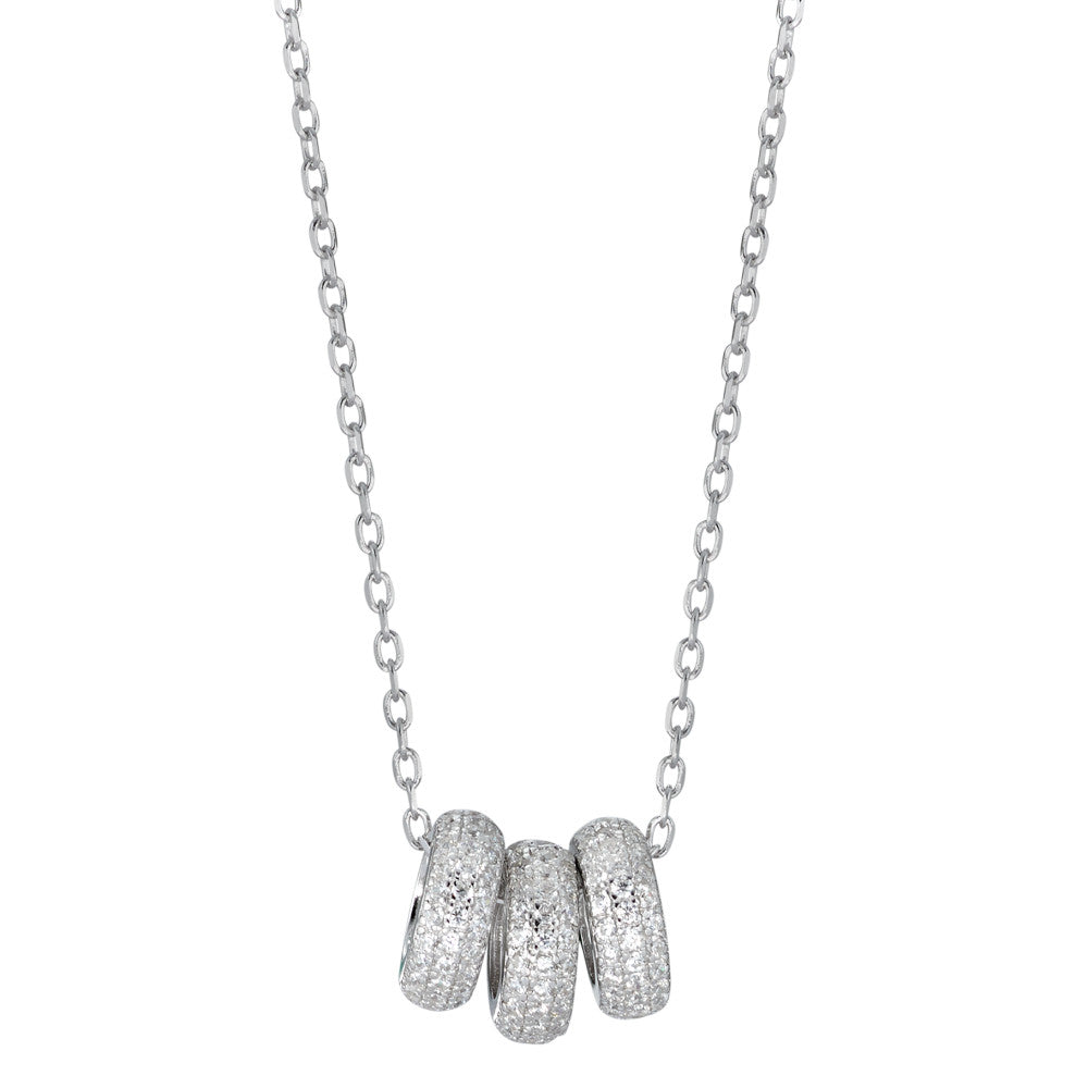 Necklace with pendant Silver Zirconia Rhodium plated 40-45 cm