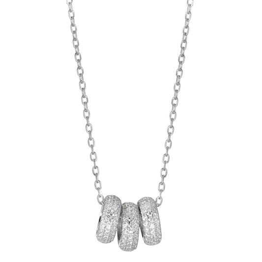 Necklace with pendant Silver Zirconia Rhodium plated 40-45 cm