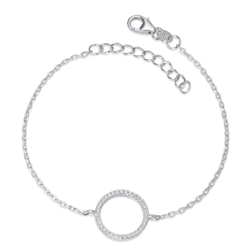 Bracelet Silver Zirconia Rhodium plated 16-19 cm Ø13 mm