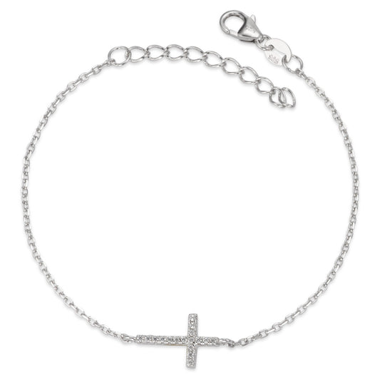 Bracelet Silver Zirconia Rhodium plated Cross 16-19 cm