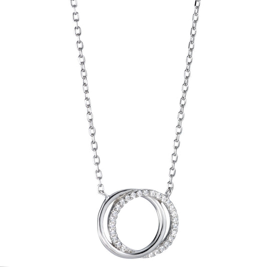 Necklace Silver Zirconia Rhodium plated 40-45 cm Ø15 mm