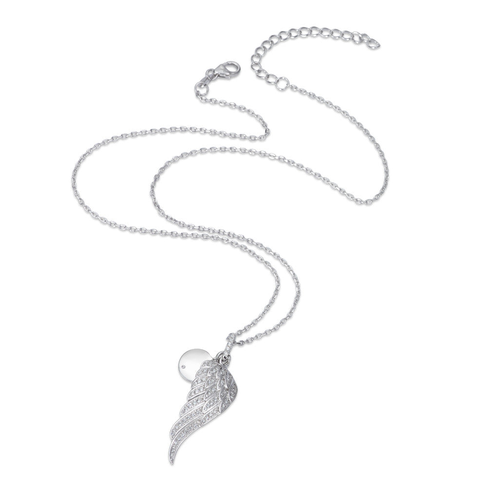 Necklace with pendant Silver Zirconia Rhodium plated Wing 40-45 cm Ø10 mm