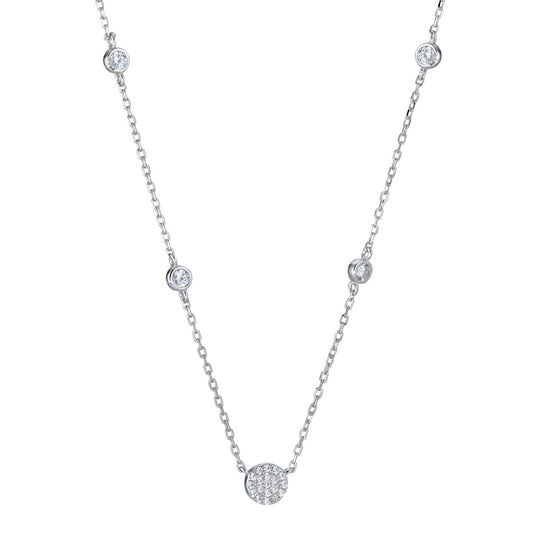 Necklace Silver Zirconia Rhodium plated 40-45 cm