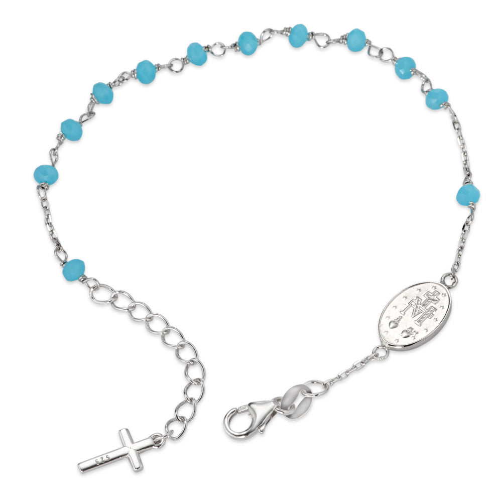 Bracelet Silver Crystal Aqua Rhodium plated 16-19 cm