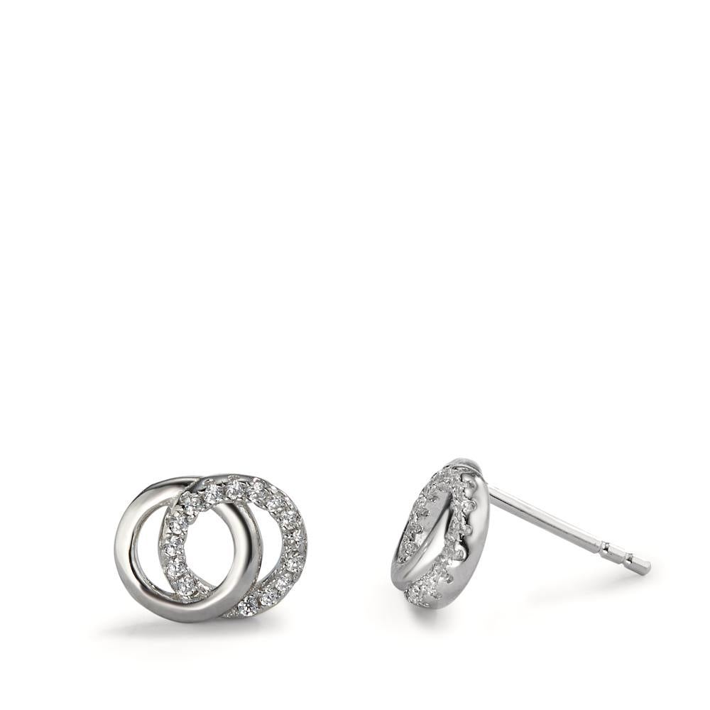 Stud earrings Silver Zirconia Rhodium plated