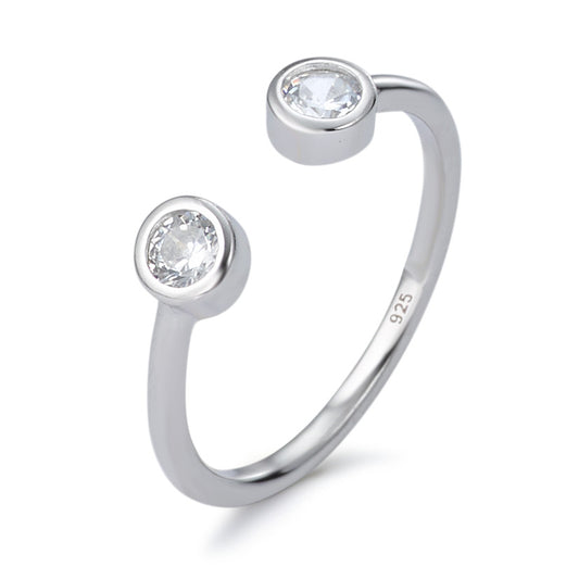 Ring Silver Zirconia 2 Stones Rhodium plated