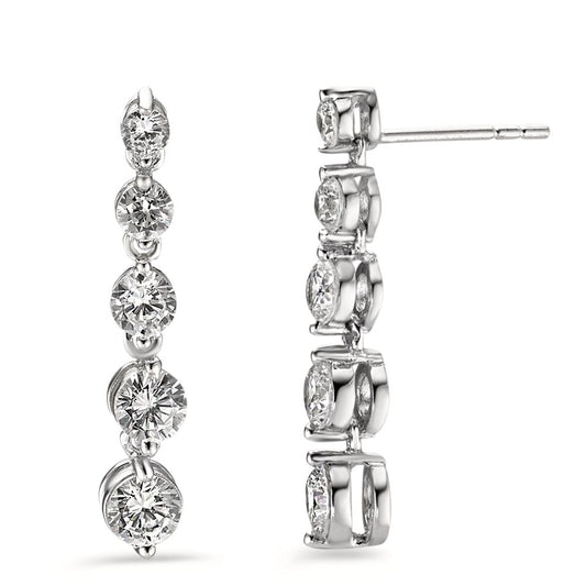 Drop Earrings Silver Zirconia 10 Stones Rhodium plated